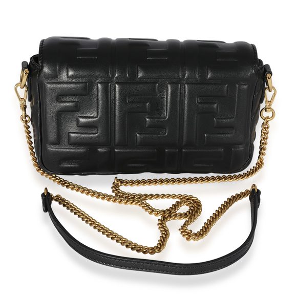 Fendi Black Logo Embossed Mini Baguette - Picture 3 of 8
